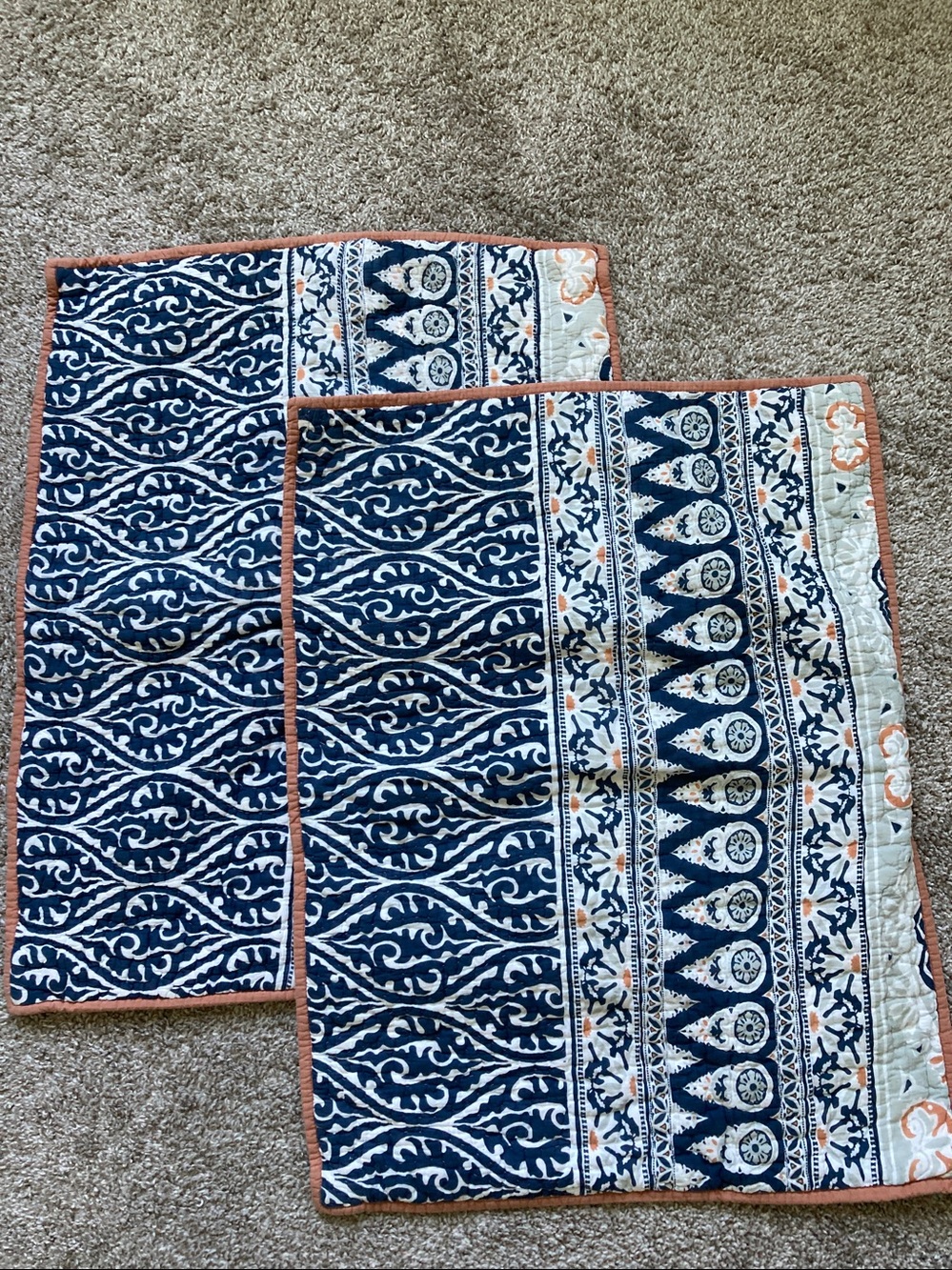 Pottery Barn Mia medallion Quilted Pillow shams Cotton Standard boho Global